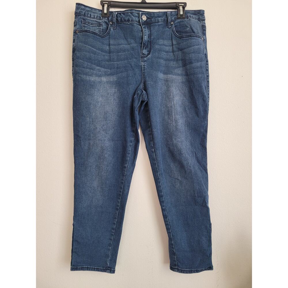 Earl Skinny Ankle‎ Womens Size 16 Blue Jeans Side Laces Accent